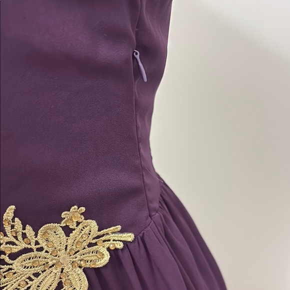 Regal Purple Gown with Gold Detailing - Picture 8 of 14